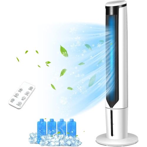 Image 1 de 4.. KOTEK 3 in 1 Air Cooler, 41” Cooling Tower Fan w/ 70°Oscillation, 4 Ice Packs, Water Tank, Remote Control, 3 Speeds & Cooling Modes & 9H Timer,