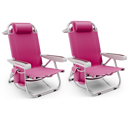 Chaise de plage pliante 1/2 PCS de Goplus pour chaise de camping en aluminium léger adulte avec sac de rangement bleu/rouge
