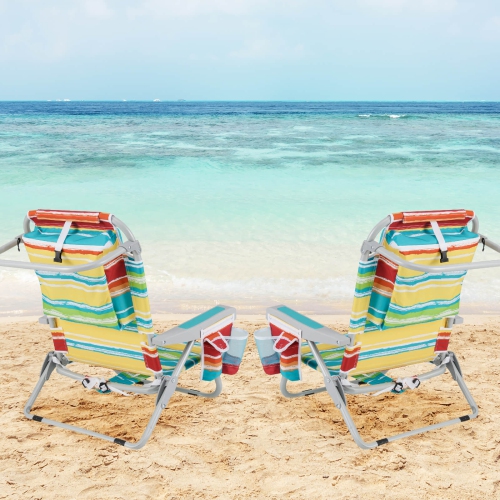 Chaise de plage pliante Goplus 2 PCS Chaise de camping légère en aluminium avec sac de rangement multicolore