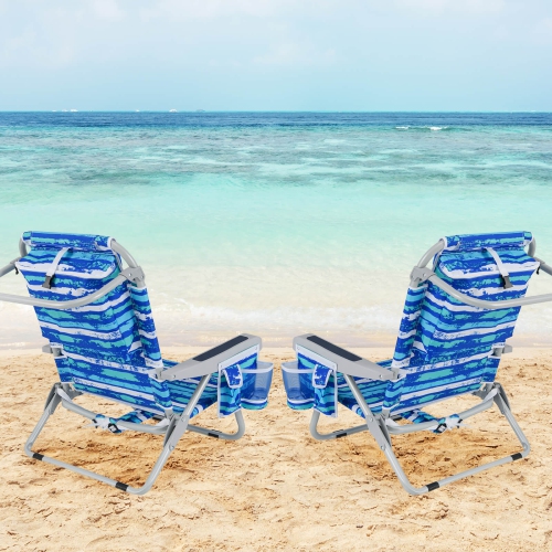 Chaise de plage pliante Goplus 2 PCS Chaise de camping légère en aluminium avec sac de rangement bleu marine