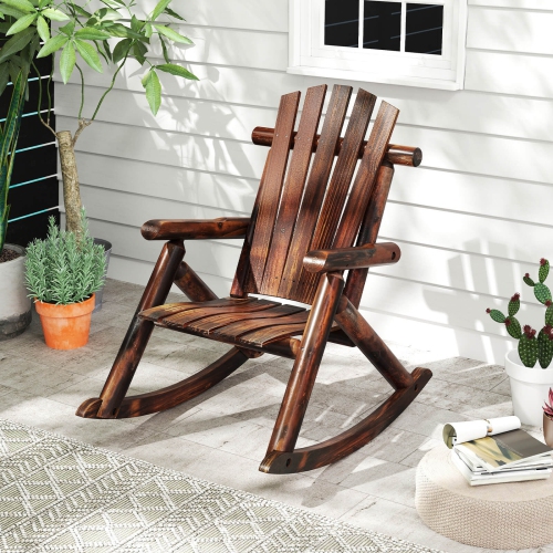 Costway 1/2 PCS Outdoor Adirondack Rocking Chair for Adults Solid Wood Porch Rocker Patio Chair