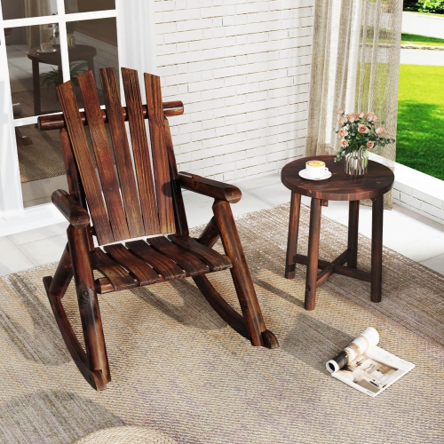 Costway 1/2 PCS Outdoor Adirondack Rocking Chair for Adults Solid Wood Porch Rocker Patio Chair