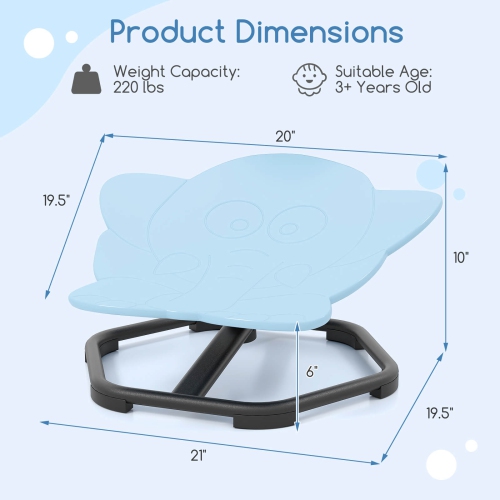 Fauteuil pivotant Sensory de Costway Kids avec base antidérapante en métal pour enfants autisme intérieur bleu/rouge éléphant