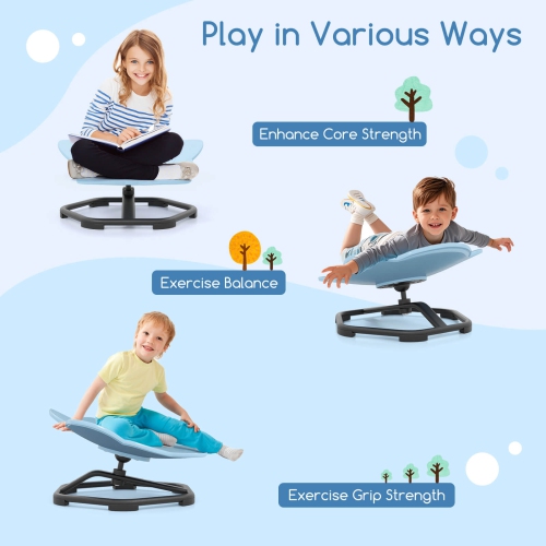 Fauteuil pivotant Sensory de Costway Kids avec base antidérapante en métal pour enfants autisme intérieur bleu/rouge éléphant