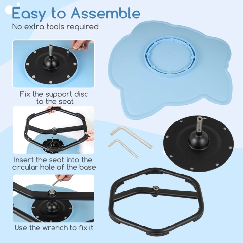 Fauteuil pivotant Sensory de Costway Kids avec base antidérapante en métal pour enfants autisme intérieur bleu/rouge éléphant