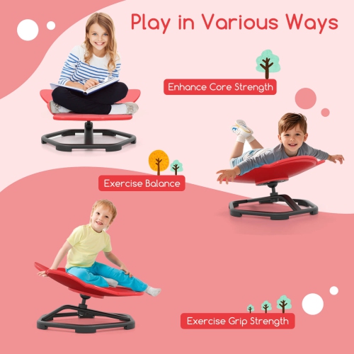 Fauteuil pivotant Sensory de Costway Kids avec base antidérapante en métal pour enfants autisme intérieur bleu/rouge éléphant