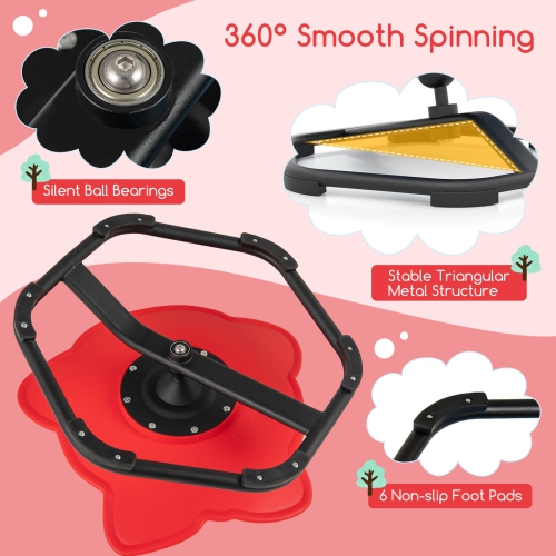 Fauteuil pivotant Sensory de Costway Kids avec base antidérapante en métal pour enfants autisme intérieur bleu/rouge éléphant