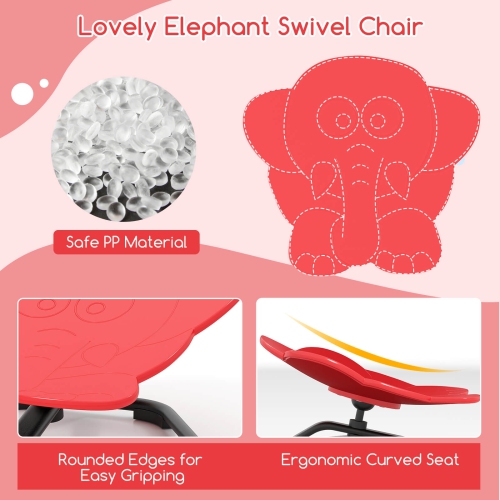 Fauteuil pivotant Sensory de Costway Kids avec base antidérapante en métal pour enfants autisme intérieur bleu/rouge éléphant