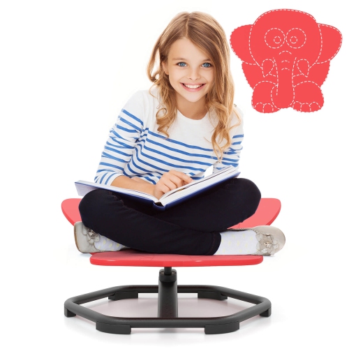 Fauteuil pivotant Sensory de Costway Kids avec base antidérapante en métal pour enfants autisme intérieur bleu/rouge éléphant