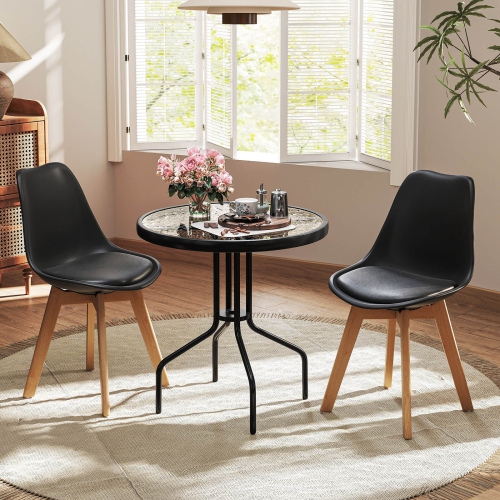 Costway 27.5" Patio Bistro Table with Tempered Glass Tabletop 1.57" Umbrella Hole