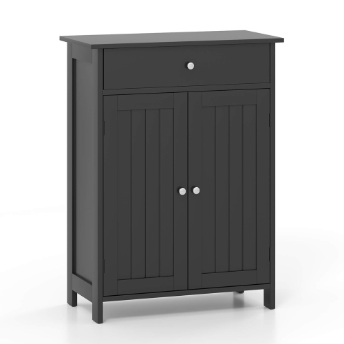 Armoire de rangement autonome pour salle de bain avec armoire de rangement à 2 portes de Costway, noir/blanc