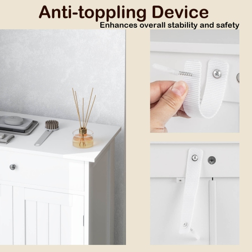 Costway Bathroom Floor Cabinet Freestanding Storage Organizer with 2 Doors Storage Cabinet Black/White