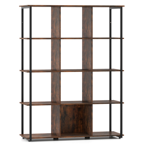 Costway 12-Cube Bookcase 57" Tall Freestanding Bookshelf Industrial Shelf Display Rack