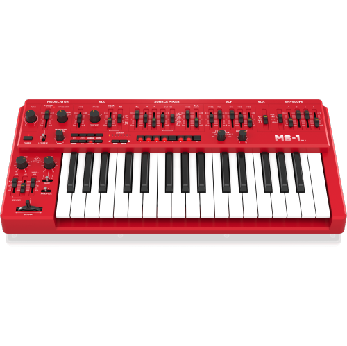 Image 2 of 4.. Behringer MS-1 MK II Analog Synthesizer with 32 Full-Size Keys - Red