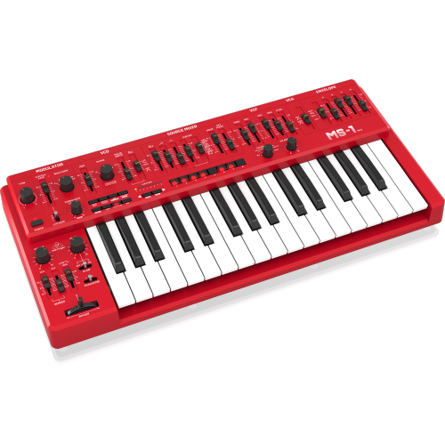 Image 3 of 4.. Behringer MS-1 MK II Analog Synthesizer with 32 Full-Size Keys - Red