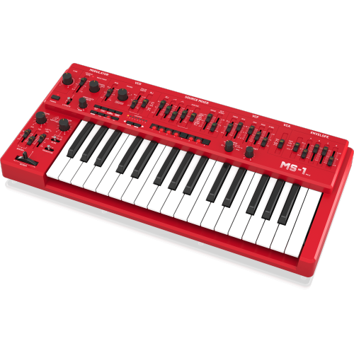 Image 4 of 4.. Behringer MS-1 MK II Analog Synthesizer with 32 Full-Size Keys - Red