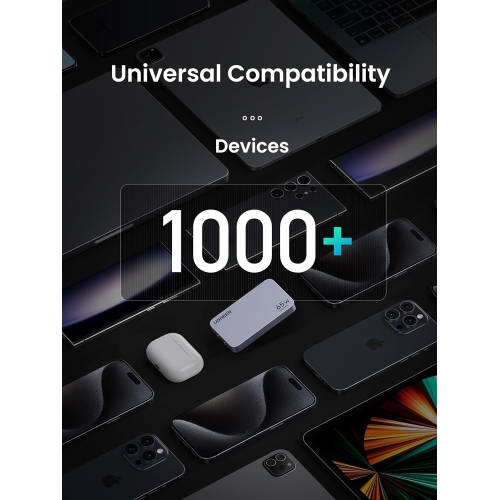 UGREEN Nexode Pro 65W Flat USB C Charger - 3-Port Ultra Slim GaN Compact Fast Charging Wall Charger for MacBook, iPhone 16, Galaxy S25, Pixel 8, iPad