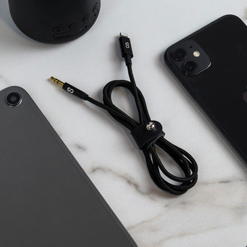 Câble auxiliaire Lightning/3,5 mm tissé de 1 m Piston Connect de LOGiiX - Noir