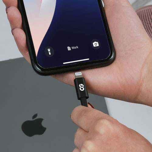 Câble auxiliaire Lightning/3,5 mm tissé de 1 m Piston Connect de LOGiiX - Noir