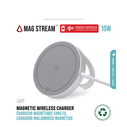 LBT Qi2 15W Magnetic Wireless Charger with Kickstand - Grey