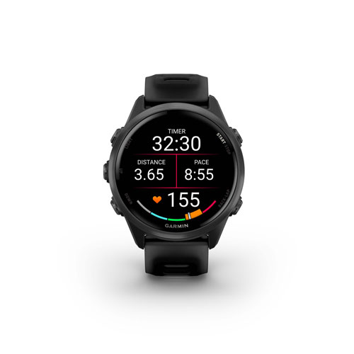 Montre intelligente Bluetooth de 42 mm Forerunner 570 de Garmin pour la course - Noir translucide/Noir