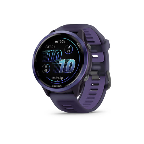 Montre intelligente Bluetooth de 47 mm Forerunner 570 de Garmin pour la course - Violet translucide/Indigo