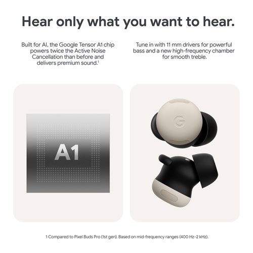 Écouteurs boutons 100 % sans fil à suppression du bruit Pixel Buds Pro 2 de Google - Porcelaine