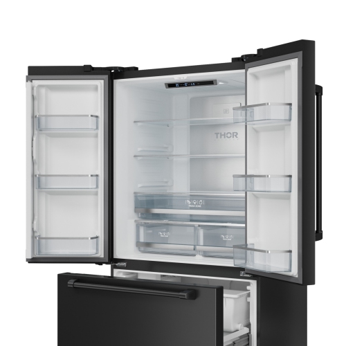 Gordon Ramsay by THOR Kitchen 36 Inch 20.3 cu ft French Door Counter Depth Refrigerator with Ice Maker in Black