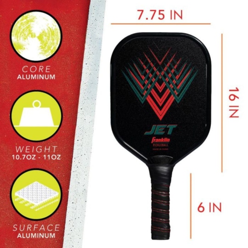 Jet Aluminum Pickleball Paddle - Red - Single