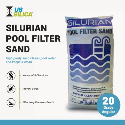 Sable de filtration angulaire de qualité 20 de silice américaine SILURIAN pour une filtration optimale