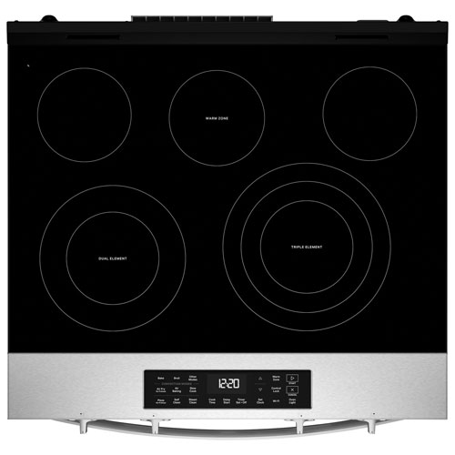 Cuisinière électrique encastrable avec ventilateur à convection et friture à l'air 5,3 pi³ 30 po de Whirlpool - Acier inoxydable résistant aux traces