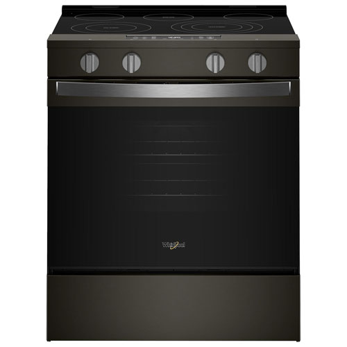 Whirlpool 30" 5.3 Cu Ft Fan Convection Slide-In Electric Air Fry Range -Black-on-Stainless