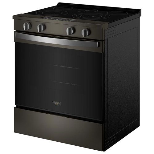 Whirlpool 30" 5.3 Cu Ft Fan Convection Slide-In Electric Air Fry Range -Black-on-Stainless