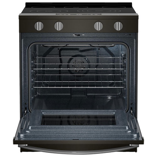 Whirlpool 30" 5.3 Cu Ft Fan Convection Slide-In Electric Air Fry Range -Black-on-Stainless