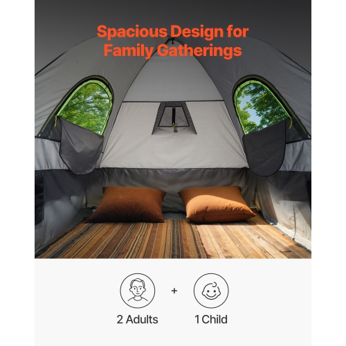 VEVOR 5.0-5.2 ft Pickup Truck Tent, Truck Tents for Camping, Waterproof PU2000mm 2-3 Person Sleeping Truck Bed Tent with Double Layer Design Windows,