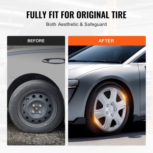 VEVOR 15 in Wheel Rim Cover Hubcaps, Diameter, Sturdy & Durable Scratch-Resistant Hubcap with Snap & Valve Nozzle Hole, ABS & PC Hubcap with High