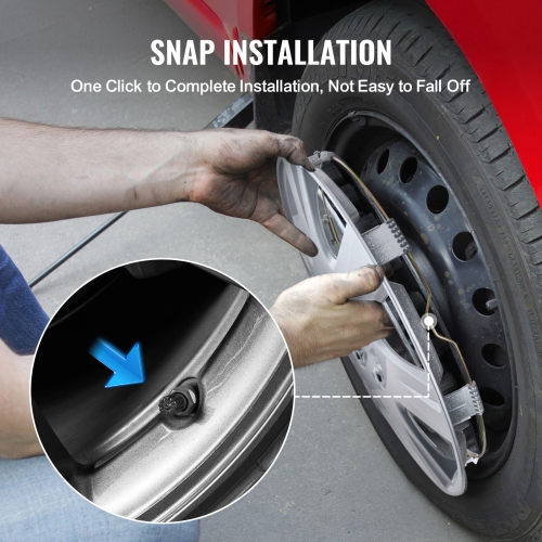 VEVOR 15 in Wheel Rim Cover Hubcaps, Diameter, Sturdy & Durable Scratch-Resistant Hubcap with Snap & Valve Nozzle Hole, ABS & PC Hubcap with High