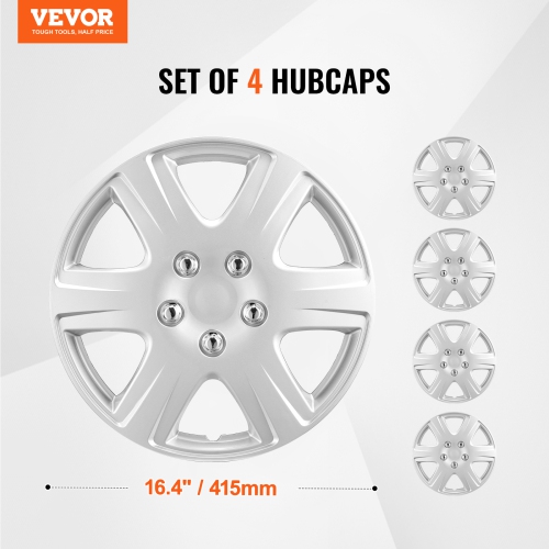 VEVOR 15 in Wheel Rim Cover Hubcaps, Diameter, Sturdy & Durable Scratch-Resistant Hubcap with Snap & Valve Nozzle Hole, ABS & PC Hubcap with High
