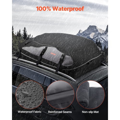 VEVOR 21 Cubic Feet Car Rooftop Cargo Carrier Bag, Cargo Carrier for Car Roof, 100% Waterproof 900D Oxford Cloth Roof Luggage Bag for All Vehicle