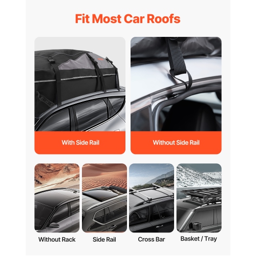 VEVOR 21 Cubic Feet Car Rooftop Cargo Carrier Bag, Cargo Carrier for Car Roof, 100% Waterproof 900D Oxford Cloth Roof Luggage Bag for All Vehicle