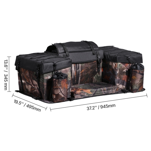 VEVOR 68L ATV Rear Storage Bag, ATV Rear Cargo Bag with Sponge Seat Cushion & Bottle Holder, 600D Oxford Cloth Storage Rear Rack Seat Bag Fit Most