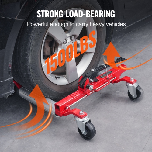VEVOR 1500 Lbs Capacity Wheel Dolly, Car Jack Dolly Lifter with 360° Rotatable Wheels, Heavy Duty Vehicle Positioning Ratchet Tire Jack, for Vehicle