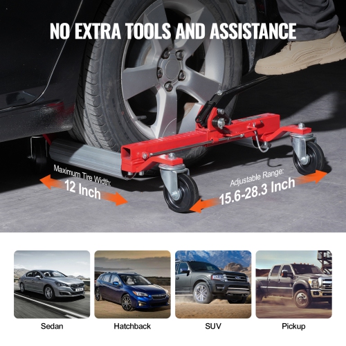 VEVOR 1500 Lbs Capacity Wheel Dolly, Car Jack Dolly Lifter with 360° Rotatable Wheels, Heavy Duty Vehicle Positioning Ratchet Tire Jack, for Vehicle