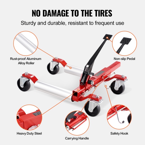 VEVOR 1500 Lbs Capacity Wheel Dolly, Car Jack Dolly Lifter with 360° Rotatable Wheels, Heavy Duty Vehicle Positioning Ratchet Tire Jack, for Vehicle