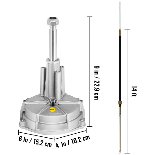 VEVOR 14' Outboard Steering System Kit, Boat Steering Cable, Standard 3/4" Tapered Shaft, 13.5" Steering Wheel, Alloy Marine Steering System, for