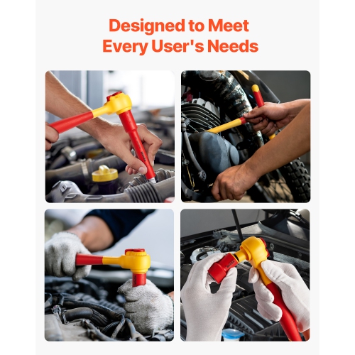 VEVOR 16-Piece Insulated Socket Set, Insulated Wrench Tool Set, 1000V Insulated Socket Tool, with Sockets, T-Handle Wrench, Drive Rachet, Extensions,