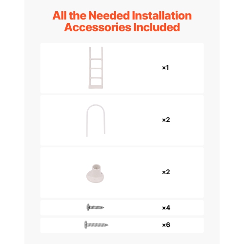 VEVOR 4-Step Swimming Pool Double Handrails Stair, Non-slip Thickened Steps, Load Capacity 300 lb, for 48-54 In Inground & Above-ground Pools of Any