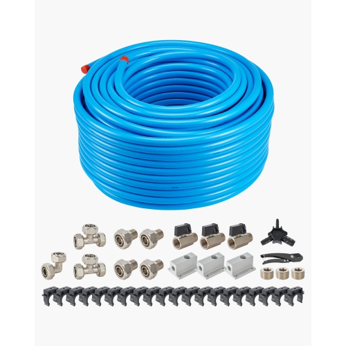 VEVOR  300Ft X 3/4" Air Compressor Line Kit, HDpe-Aluminum Compressed Air Piping System, Leak-Proof, Pressure-Resistant, Compressed Air Line Tubing