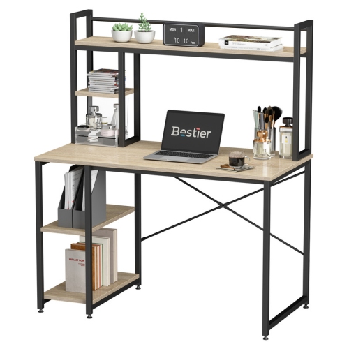 Bestier 55" Modern Computer Desk with Hutch Storage Shelves