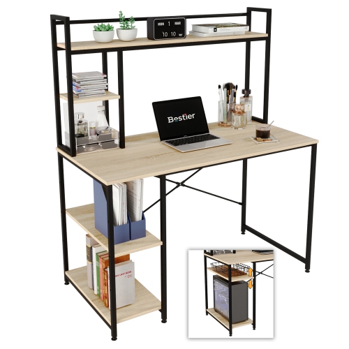 Bestier 55" Modern Computer Desk with Hutch Storage Shelves